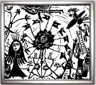 "Карусель"(фрагмент) из цикла "Короли моей дочери", линогравюра, 1976